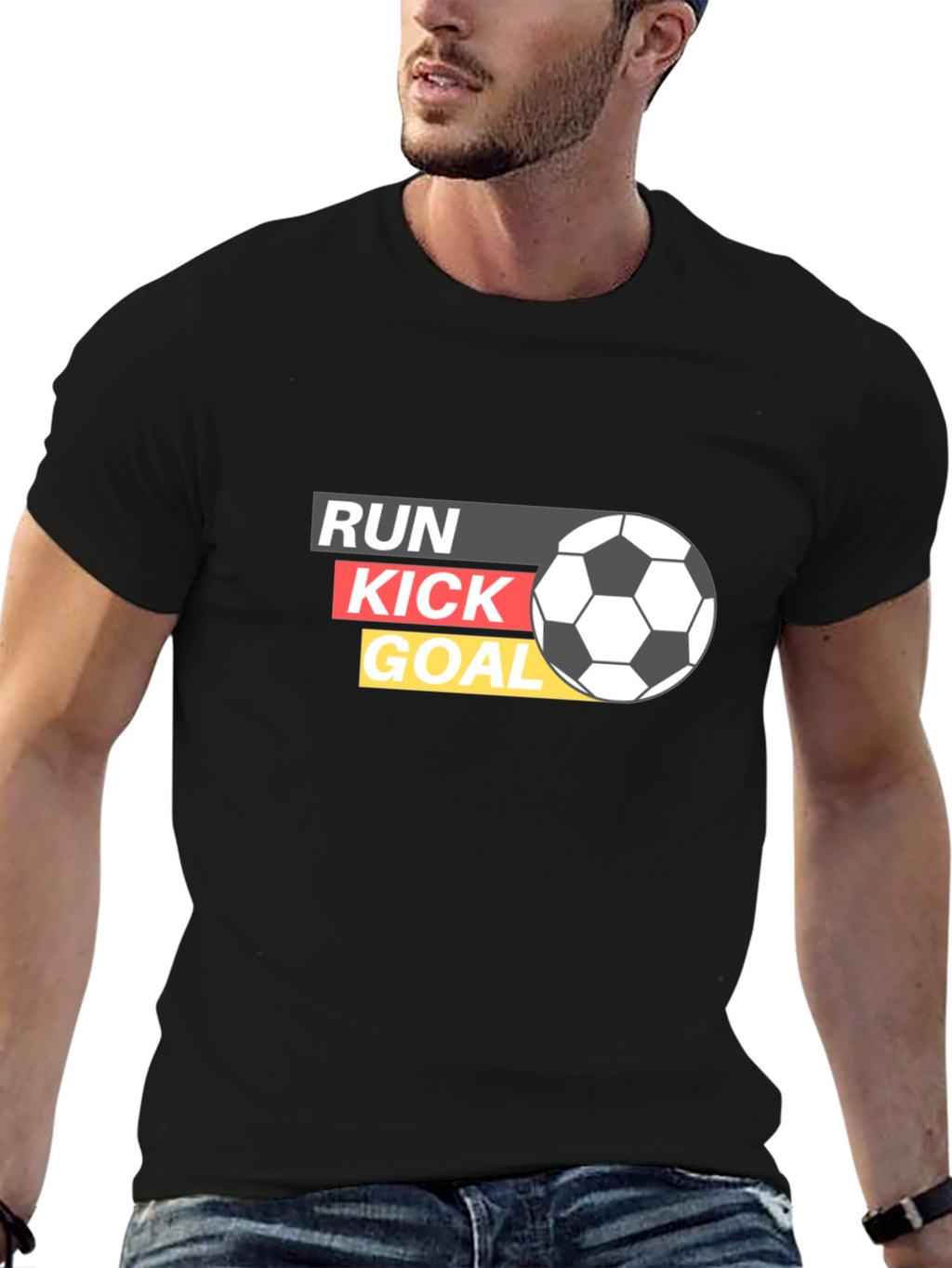 Run Kick Goal Soccer Graphic T-Shirt