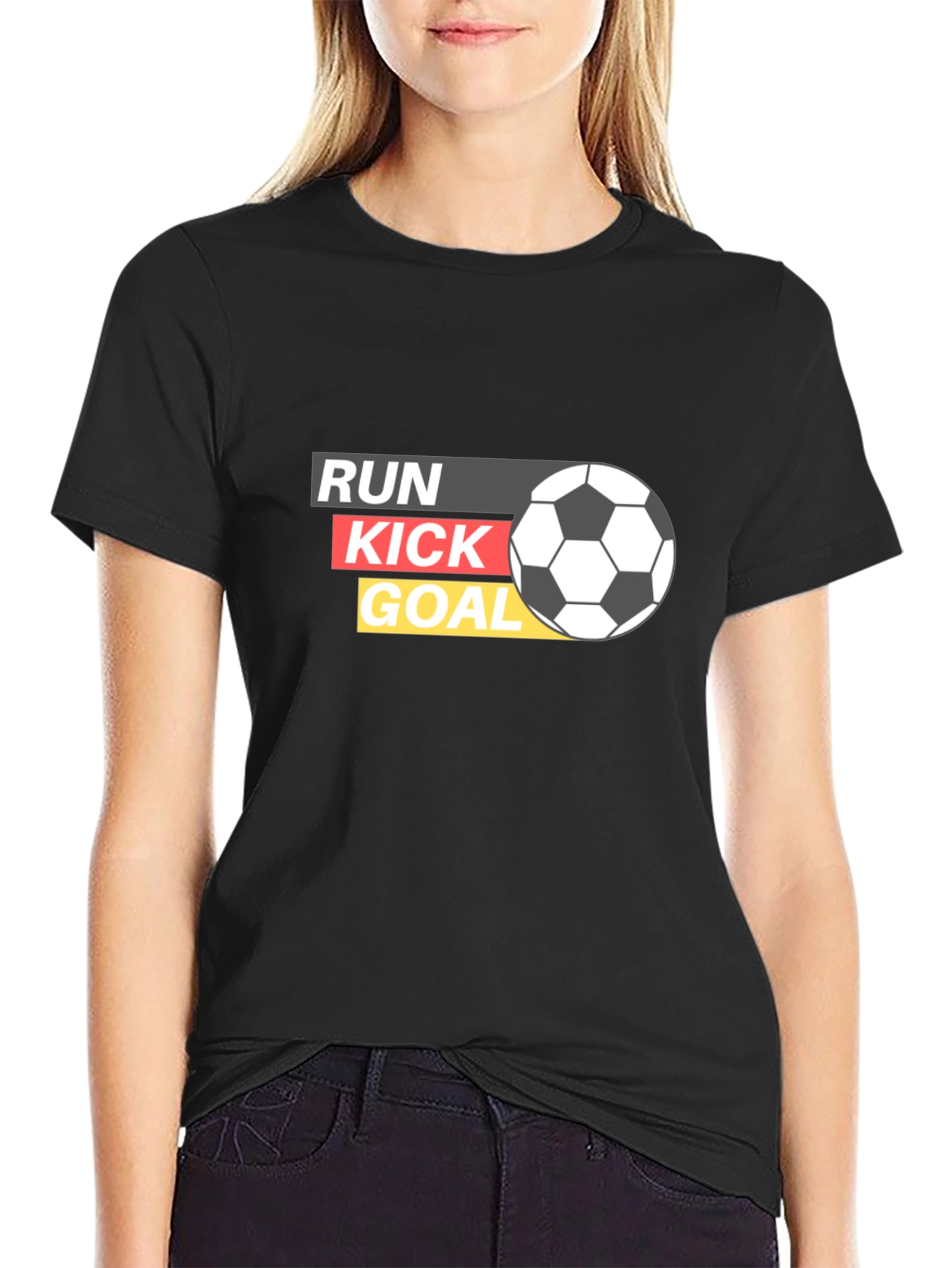 Run Kick Goal Soccer Graphic T-Shirt