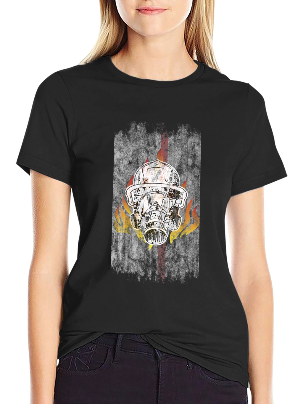 Firefighter Helmet Graphic Tee - Black