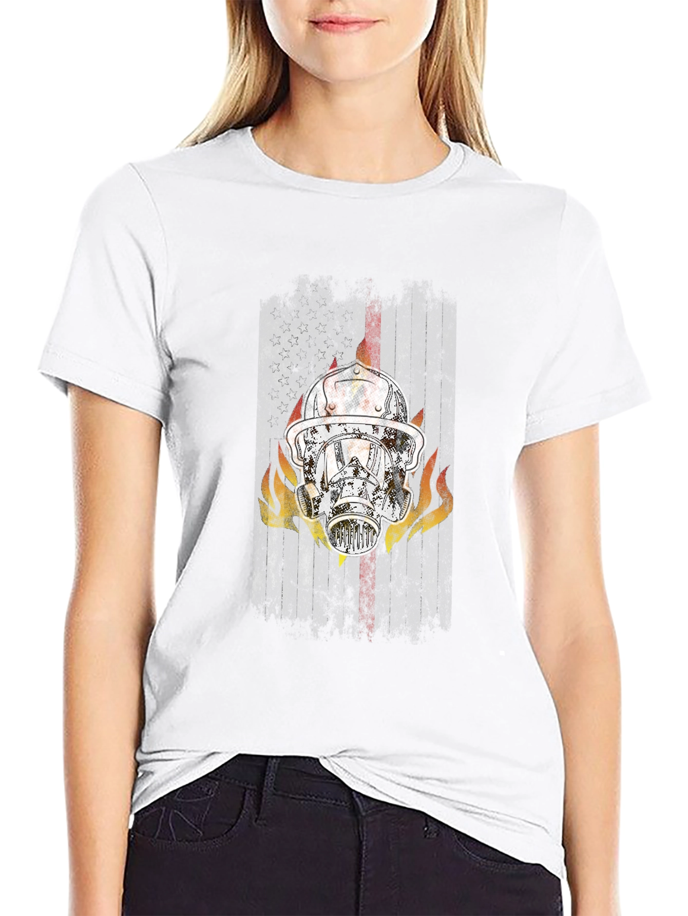 Firefighter Helmet Graphic Tee - Black
