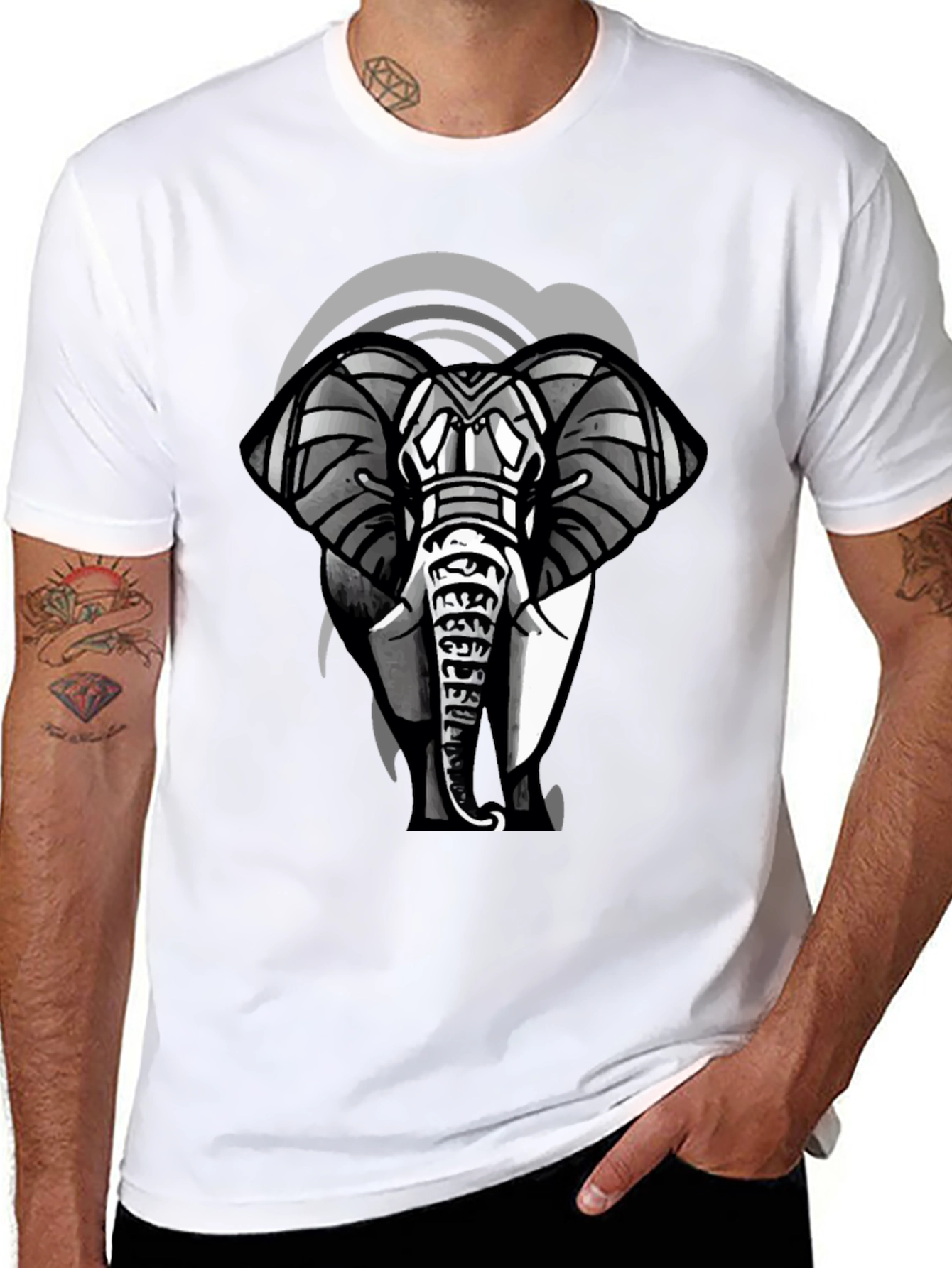 Elephant Graphic Print Tee - Stylish & Unique