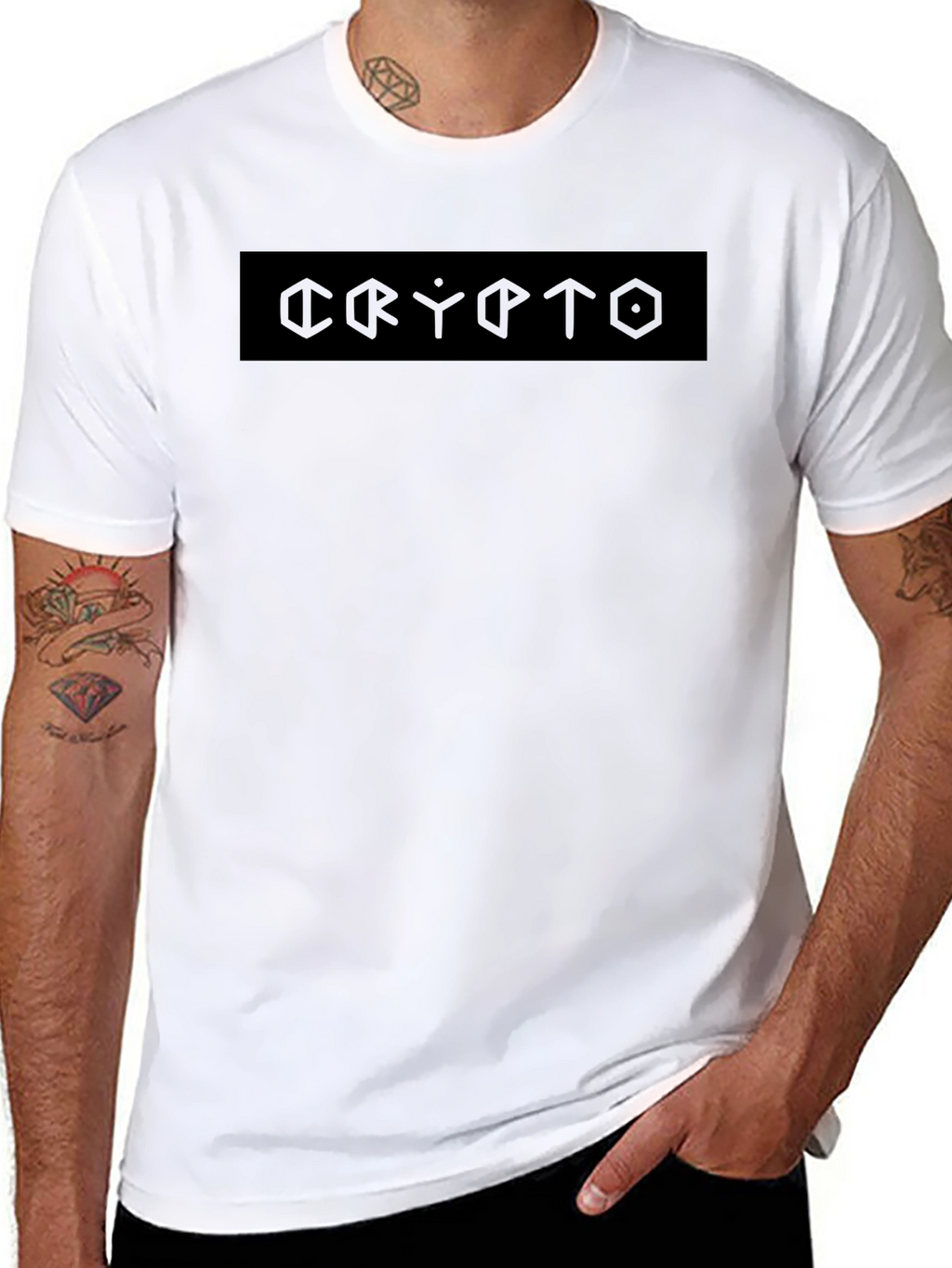 Crypto Graphic Tee - Black Cotton Casual Shirt