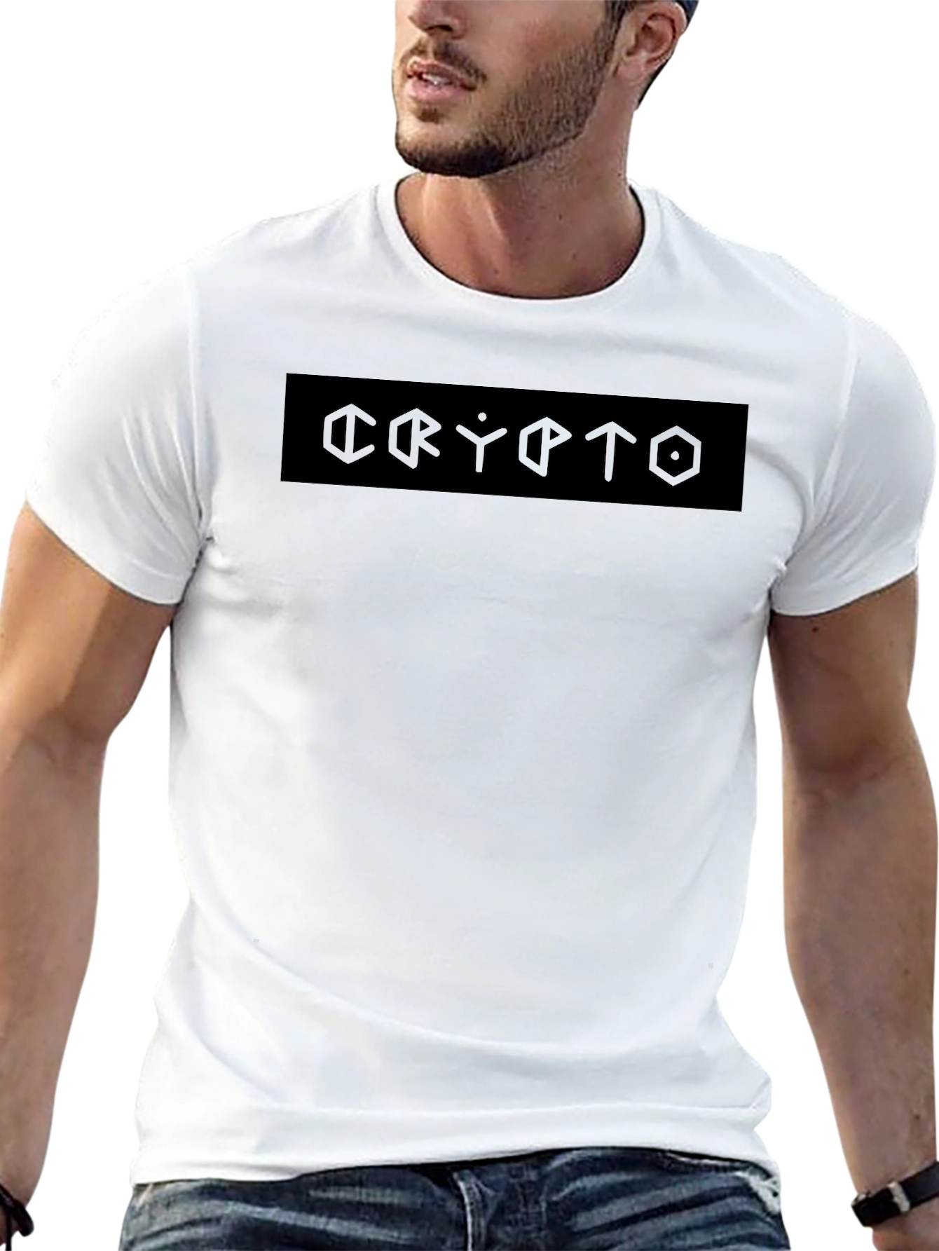 Crypto Graphic Tee - Black Cotton Casual Shirt