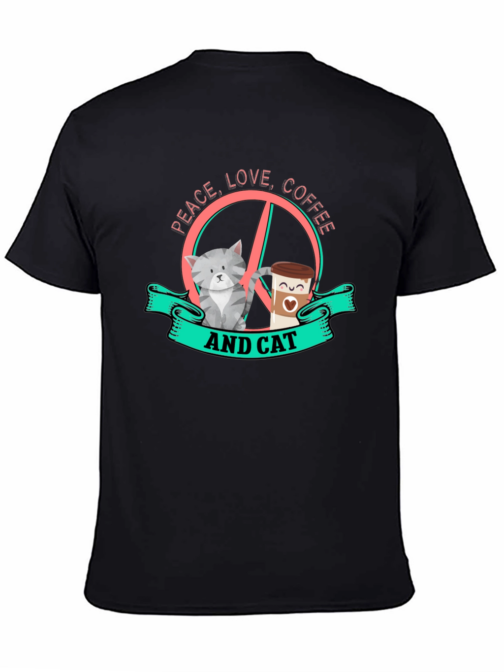 Peace Love Coffee and Cat Graphic Tee