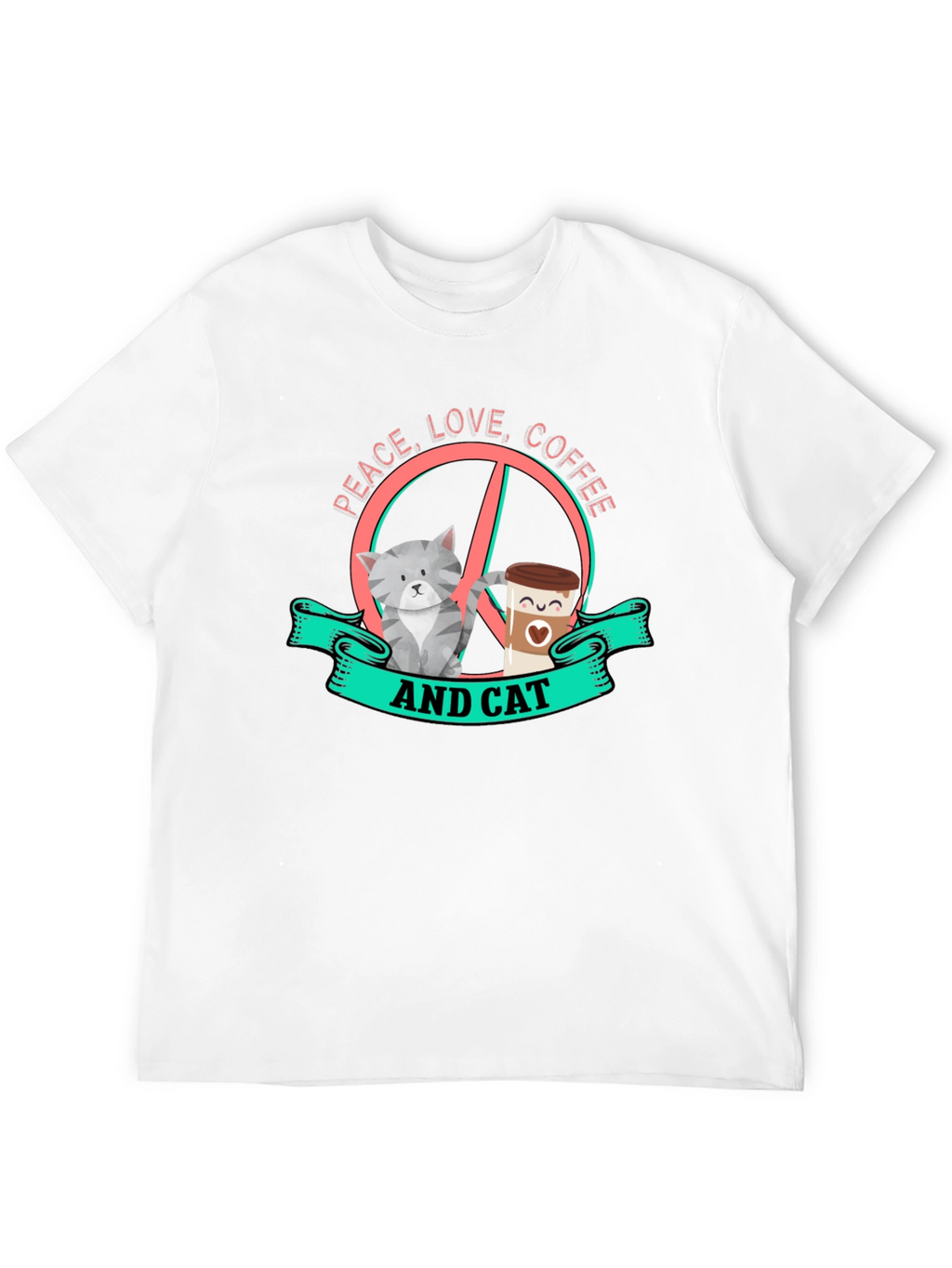 Peace Love Coffee and Cat Graphic Tee