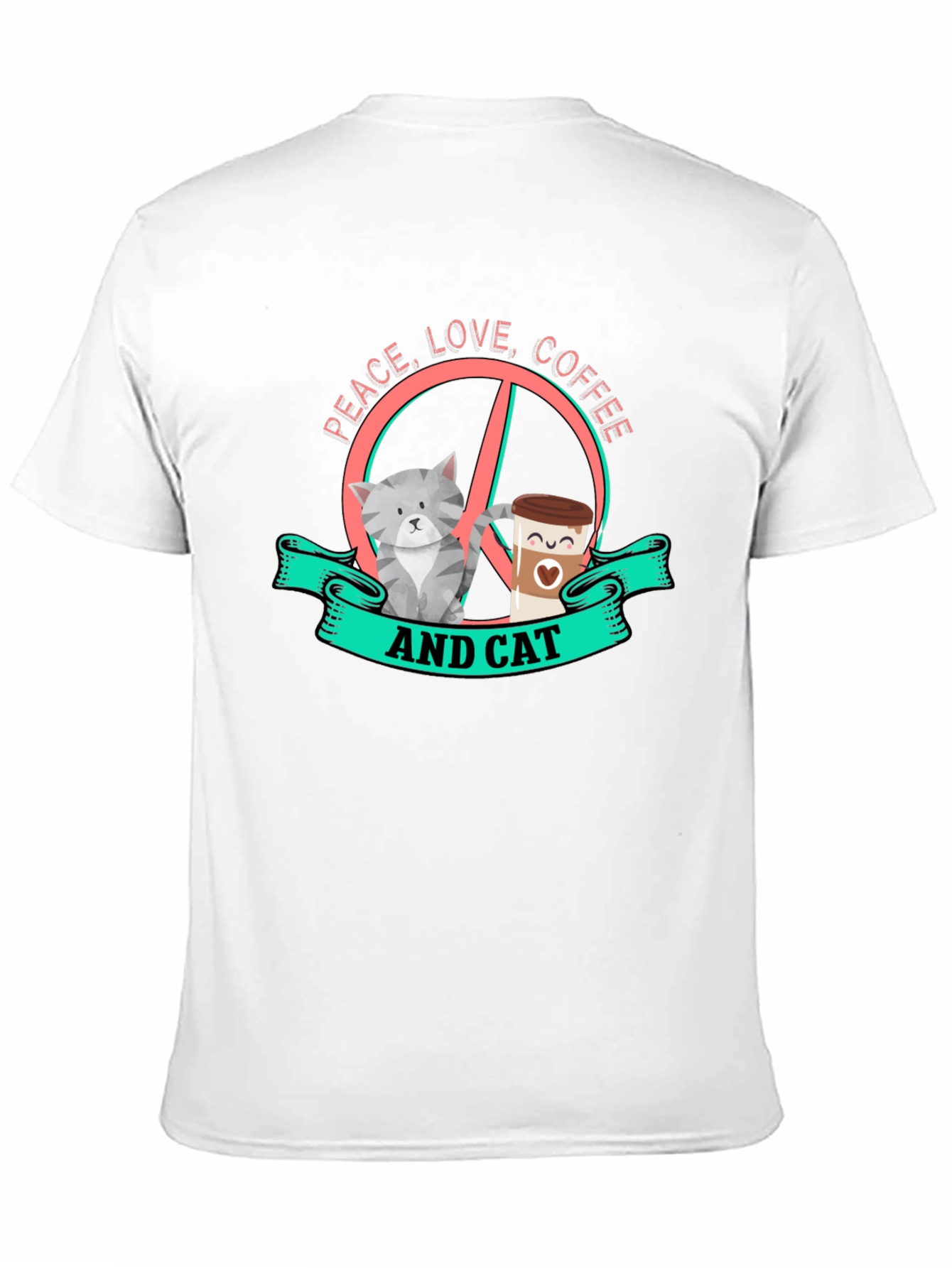 Peace Love Coffee and Cat Graphic Tee