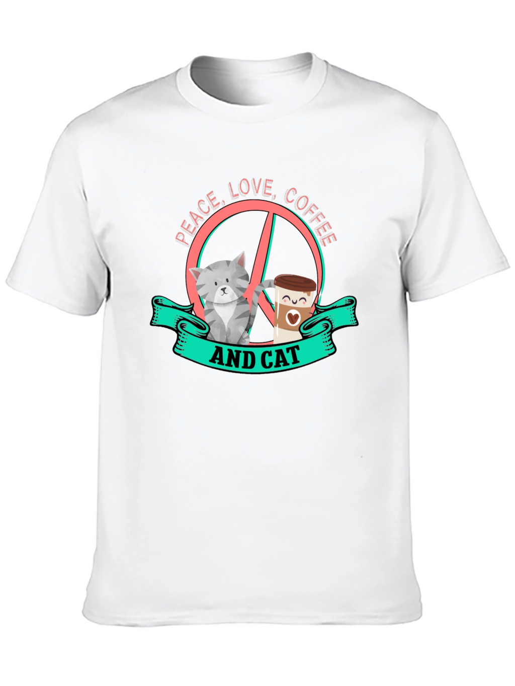 Peace Love Coffee and Cat Graphic Tee