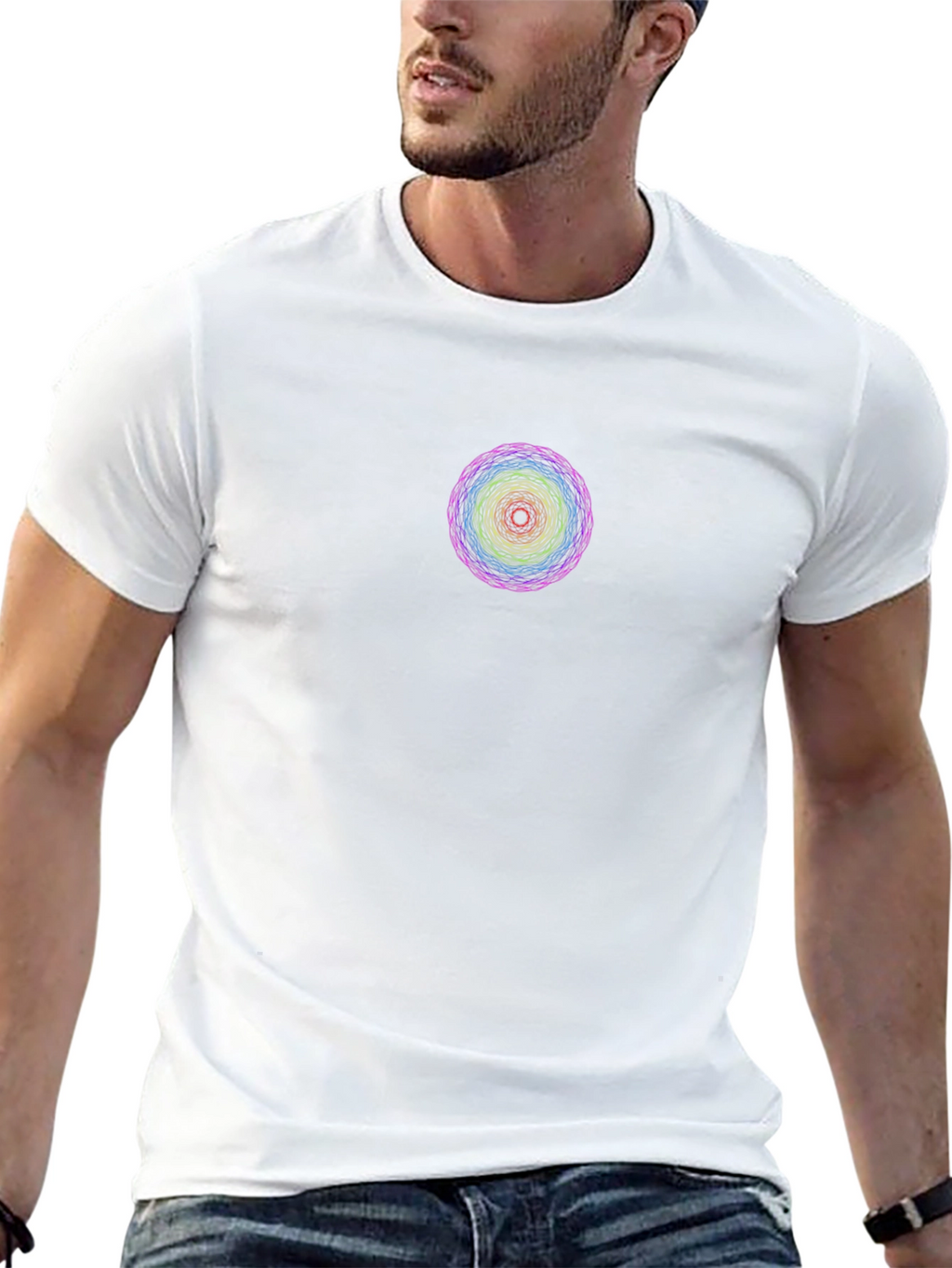Rainbow Mandala Graphic Black T-Shirt