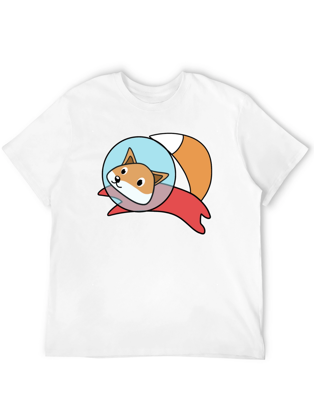 Cute Space Fox Graphic Black T-Shirt