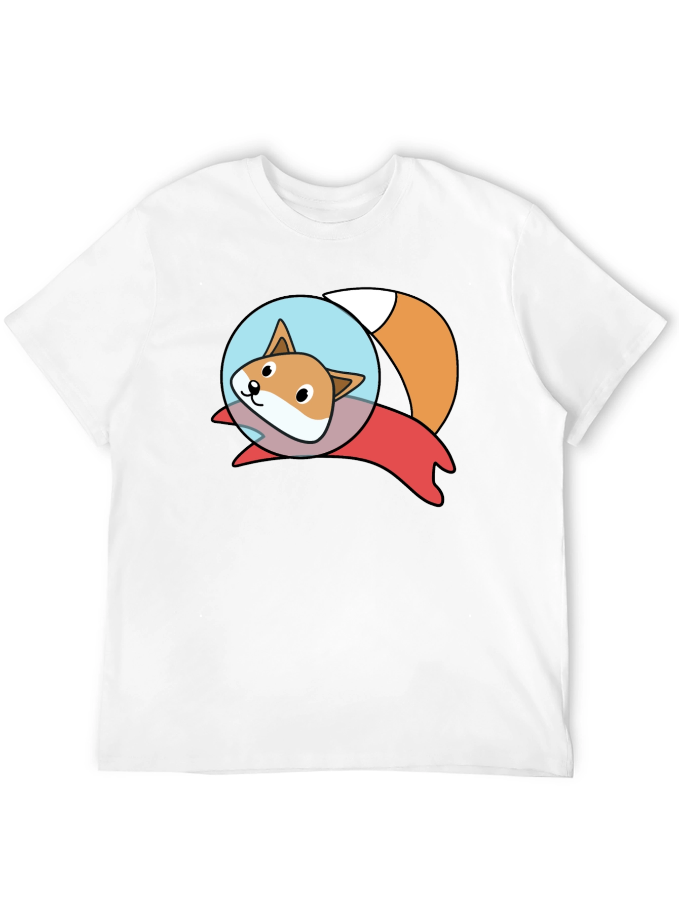 Cute Space Fox Graphic Black T-Shirt
