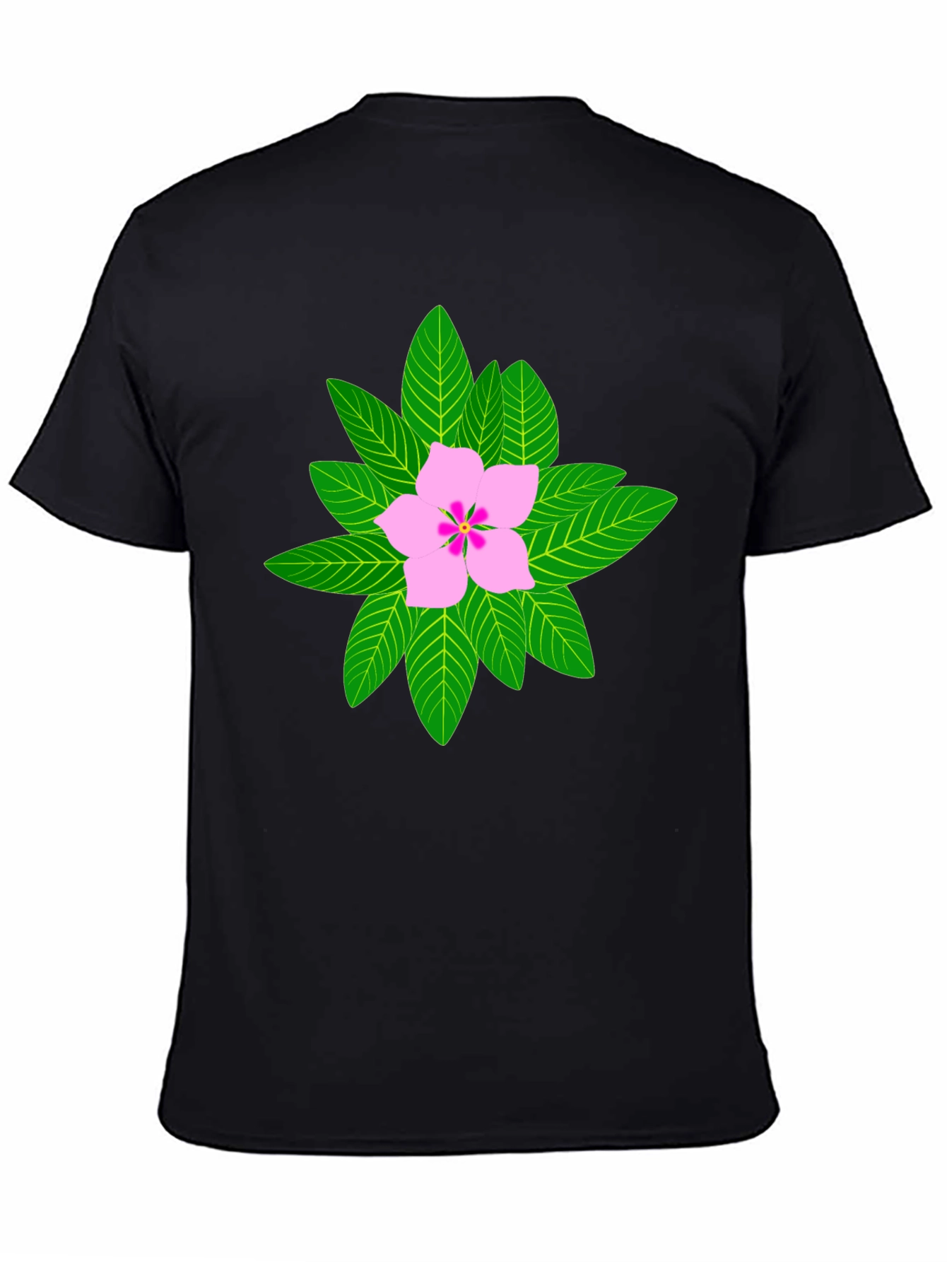 Floral Print T-Shirt - Black Cotton Blend