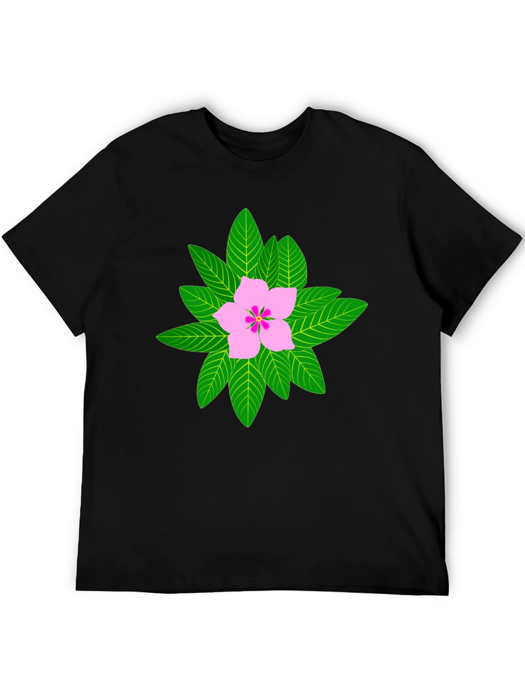Floral Print T-Shirt - Black Cotton Blend