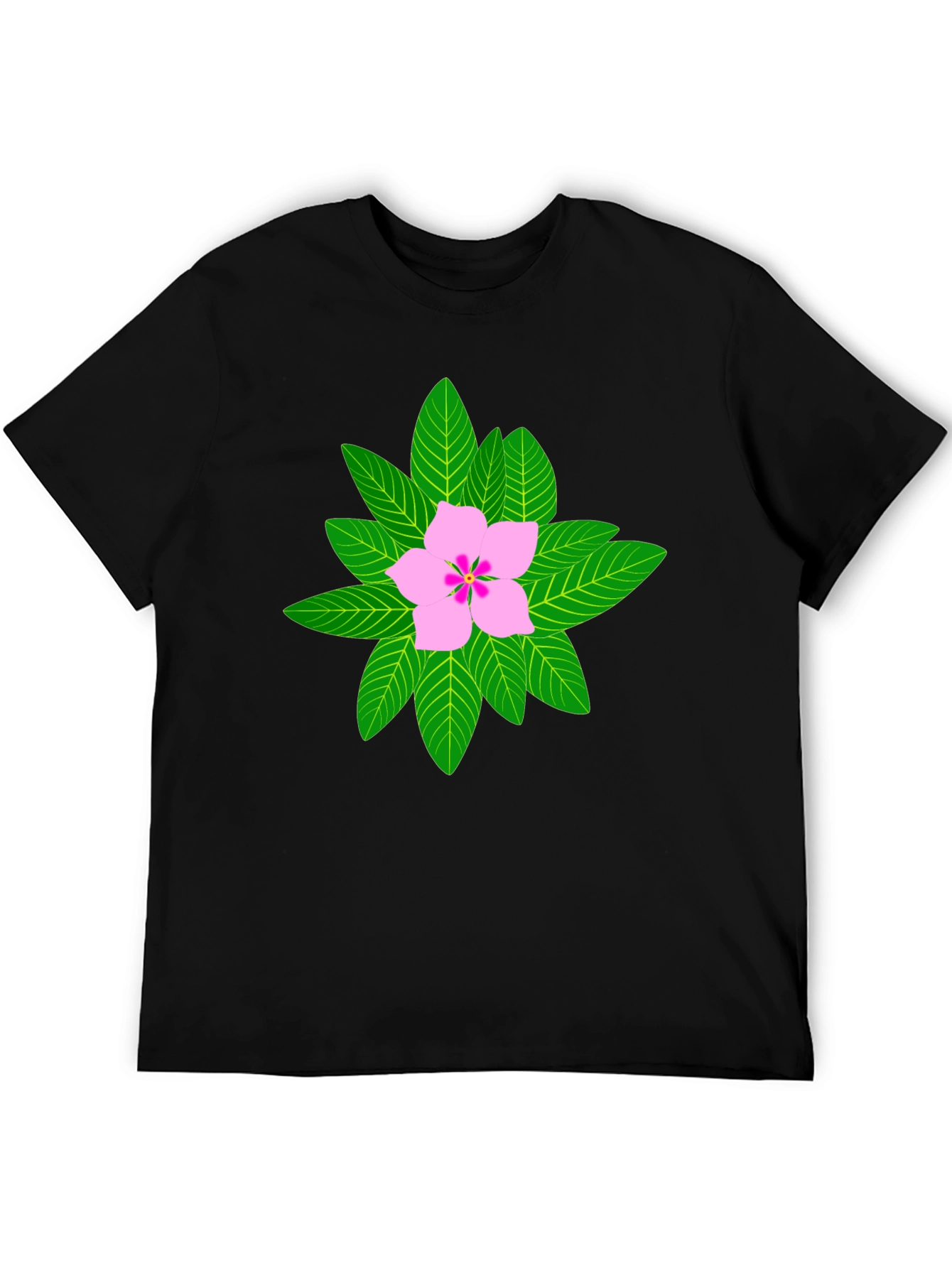 Floral Print T-Shirt - Black Cotton Blend
