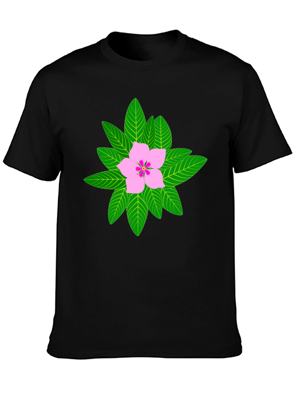 Floral Print T-Shirt - Black Cotton Blend