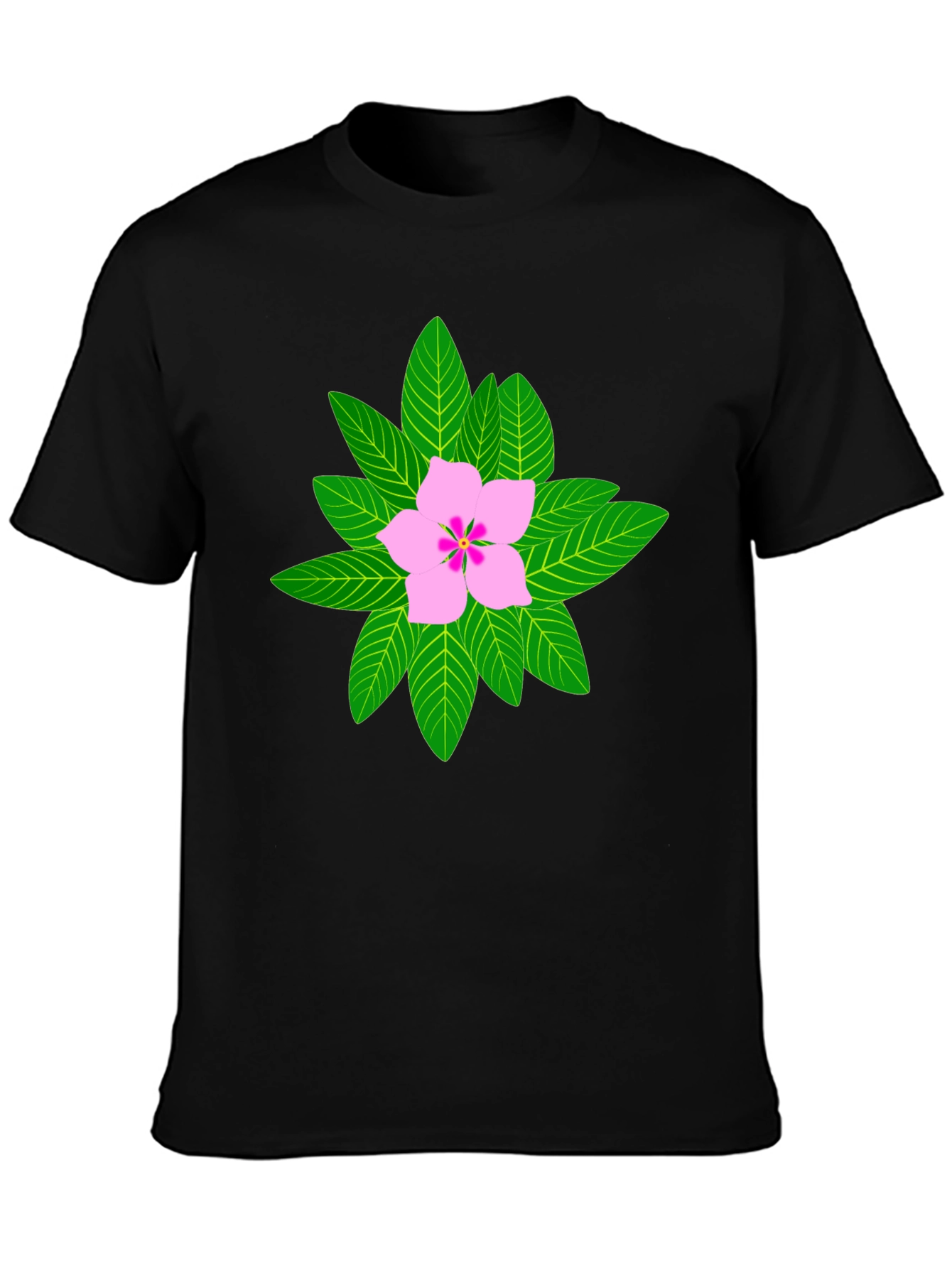 Floral Print T-Shirt - Black Cotton Blend