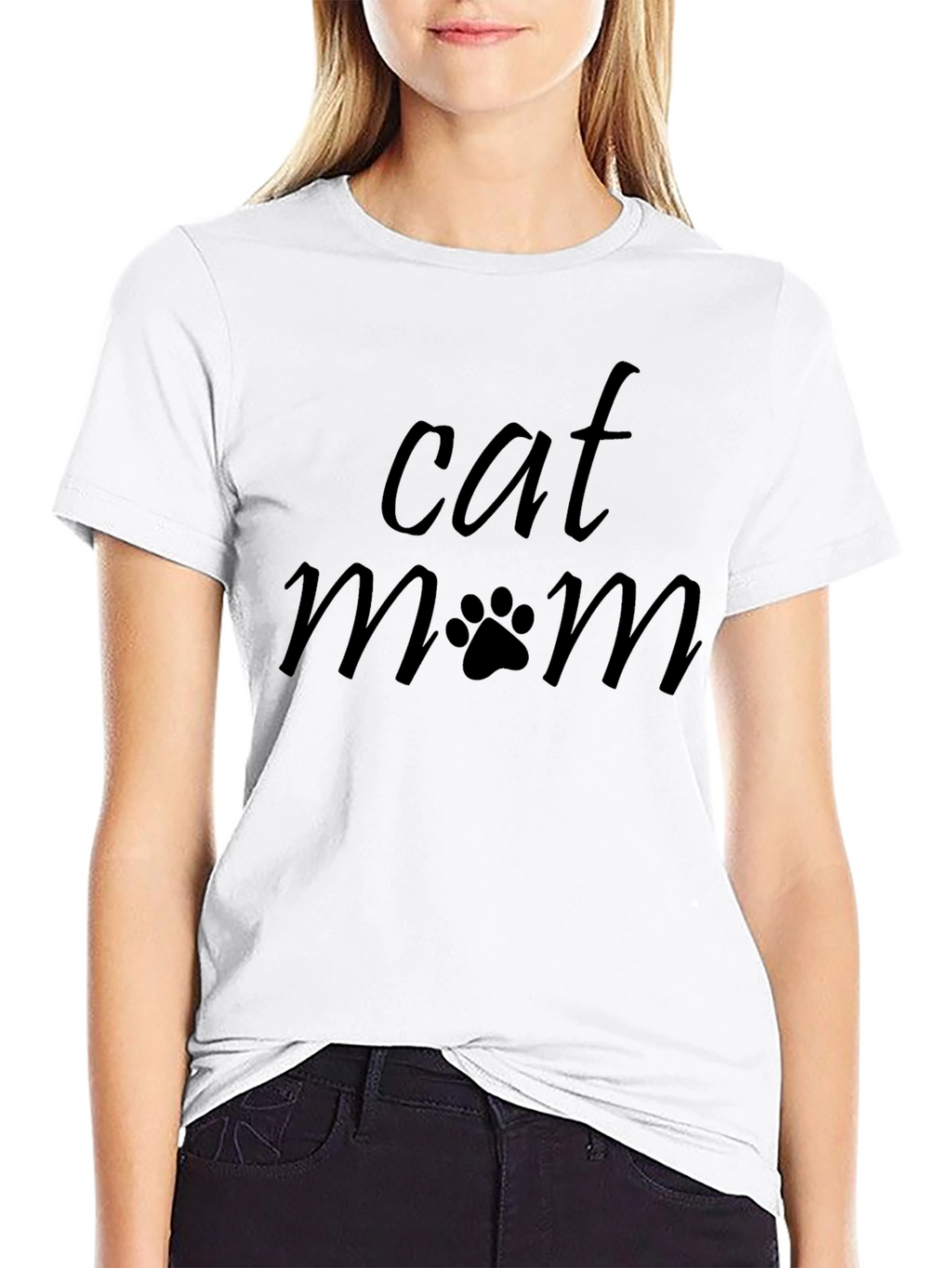 Cat Mom Graphic T-Shirt - Black