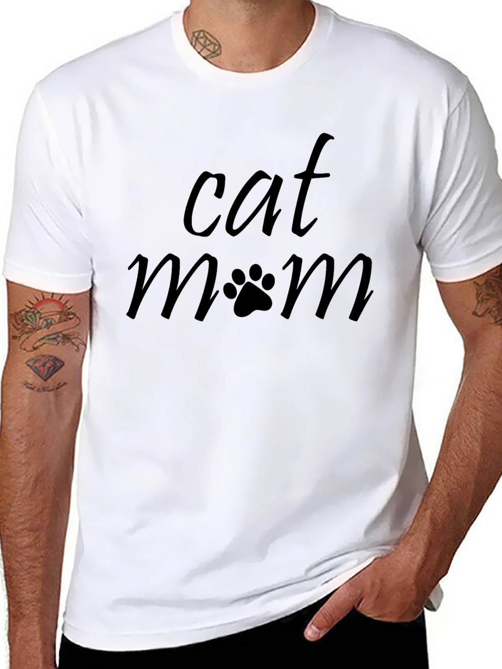 Cat Mom Graphic T-Shirt - Black