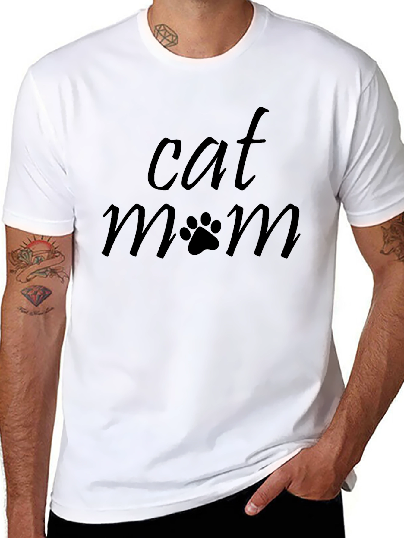 Cat Mom Graphic T-Shirt - Black