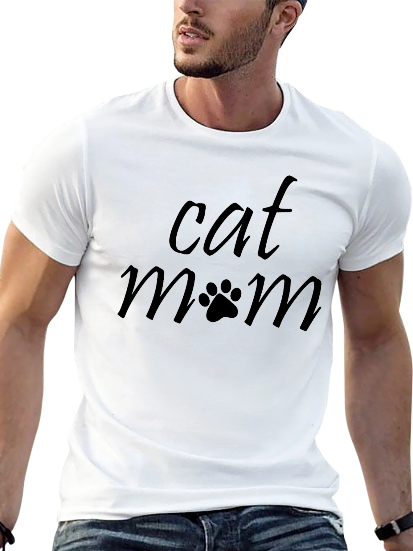 Cat Mom Graphic T-Shirt - Black