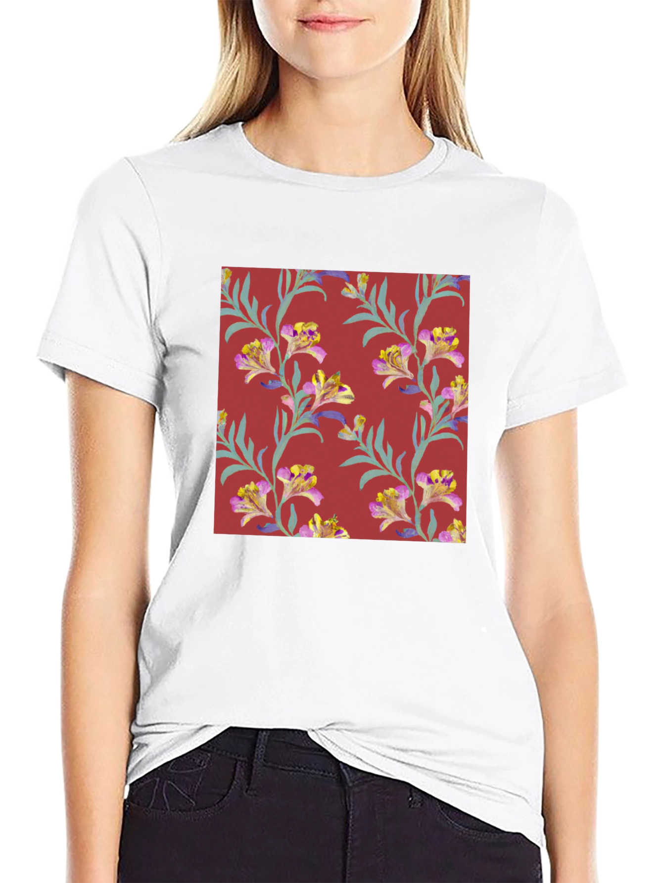 Floral Pattern Tee - Stylish Mens T-Shirt
