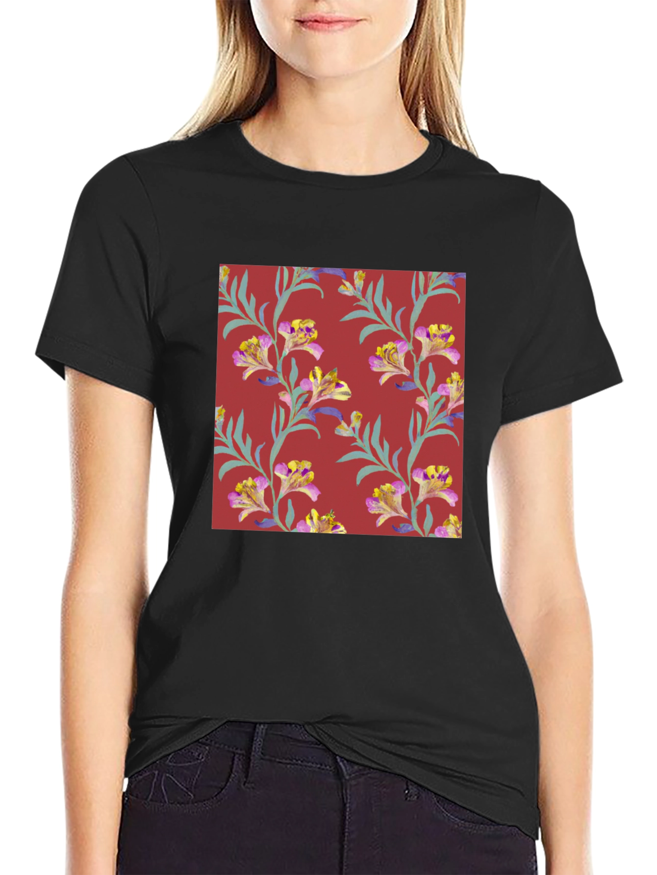 Floral Pattern Tee - Stylish Mens T-Shirt