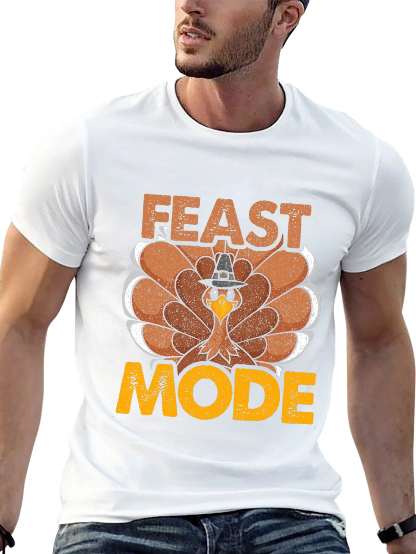 Feast Mode Turkey Graphic T-Shirt - Thanksgiving Apparel