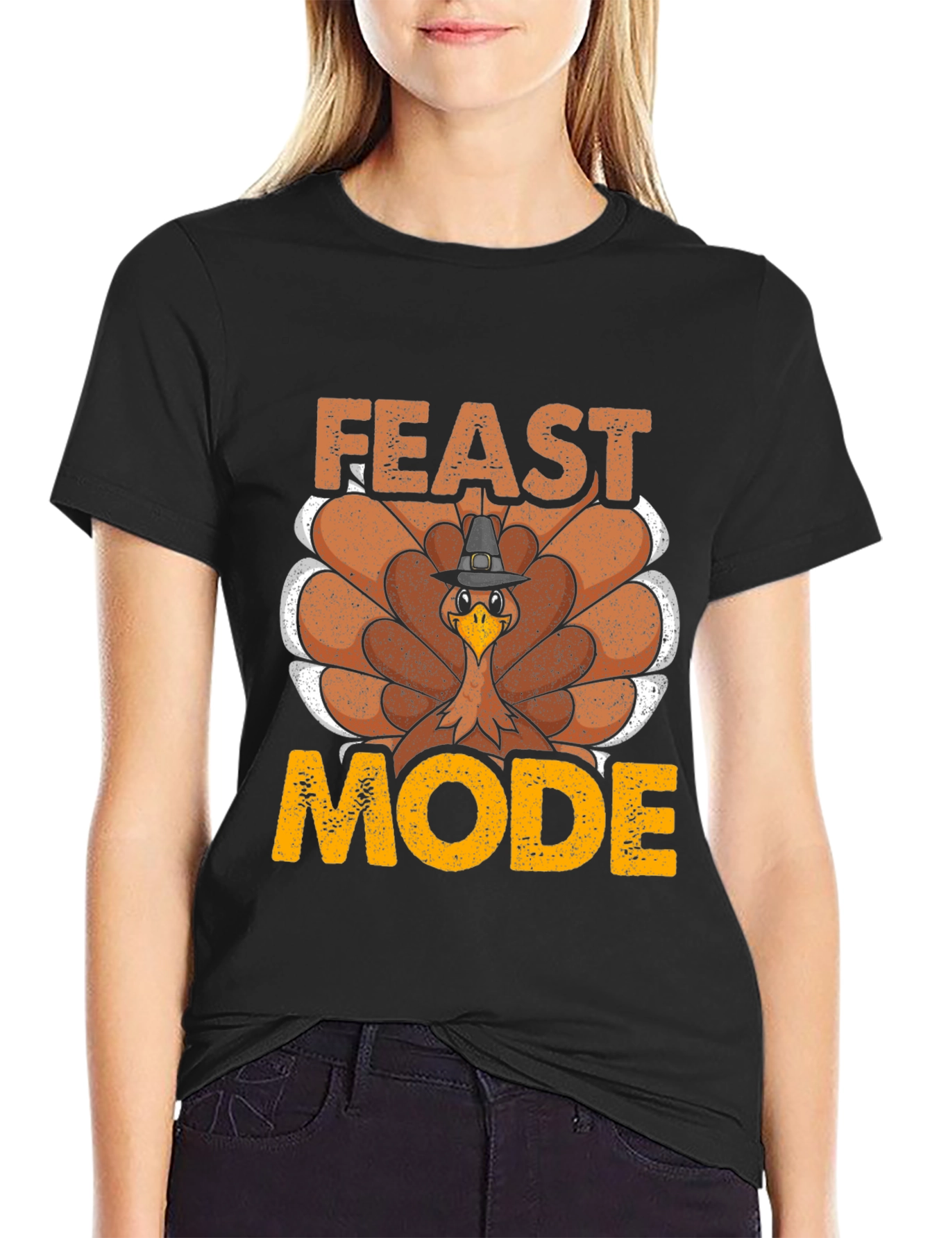 Feast Mode Turkey Graphic T-Shirt - Thanksgiving Apparel