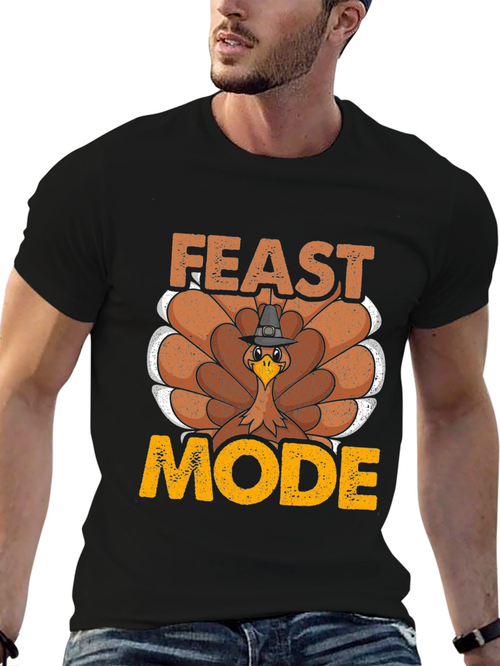 Feast Mode Turkey Graphic T-Shirt - Thanksgiving Apparel