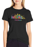 Cincinnati Skyline Graphic Tee - Black Cotton T-Shirt