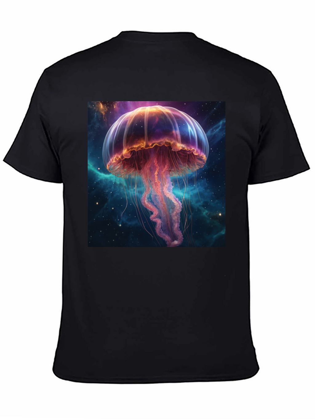Cosmic Jellyfish Graphic Tee - Black Cotton T-Shirt