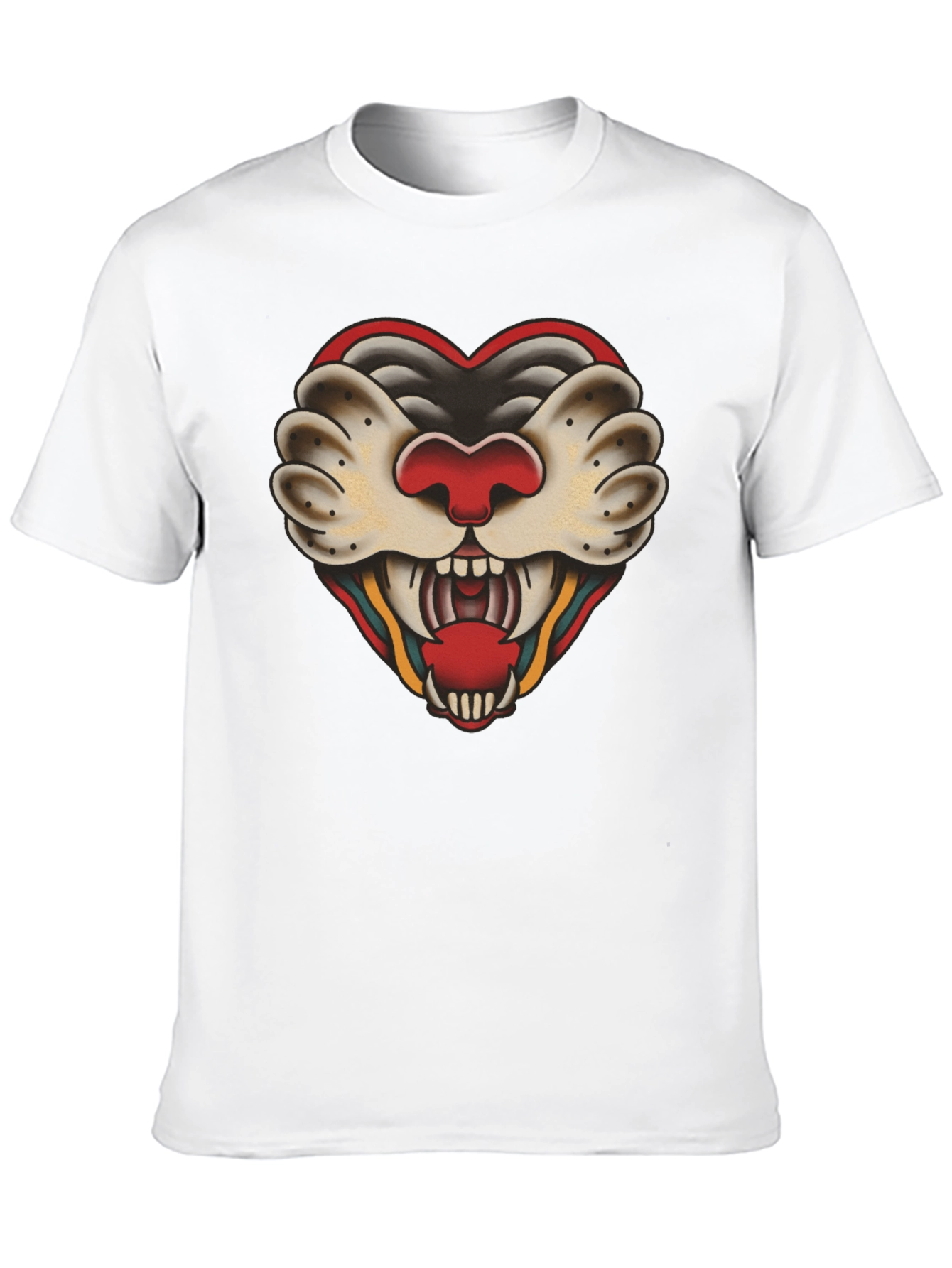 Heart Tattoo Graphic Tee - Bold Black Cotton