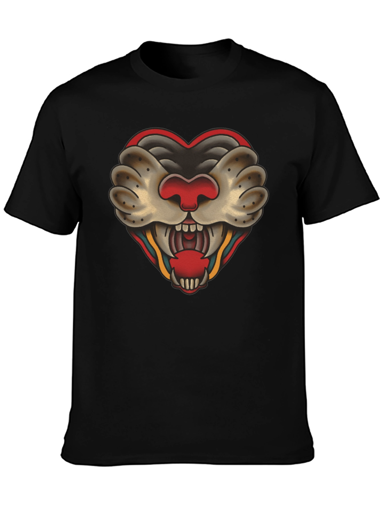 Heart Tattoo Graphic Tee - Bold Black Cotton