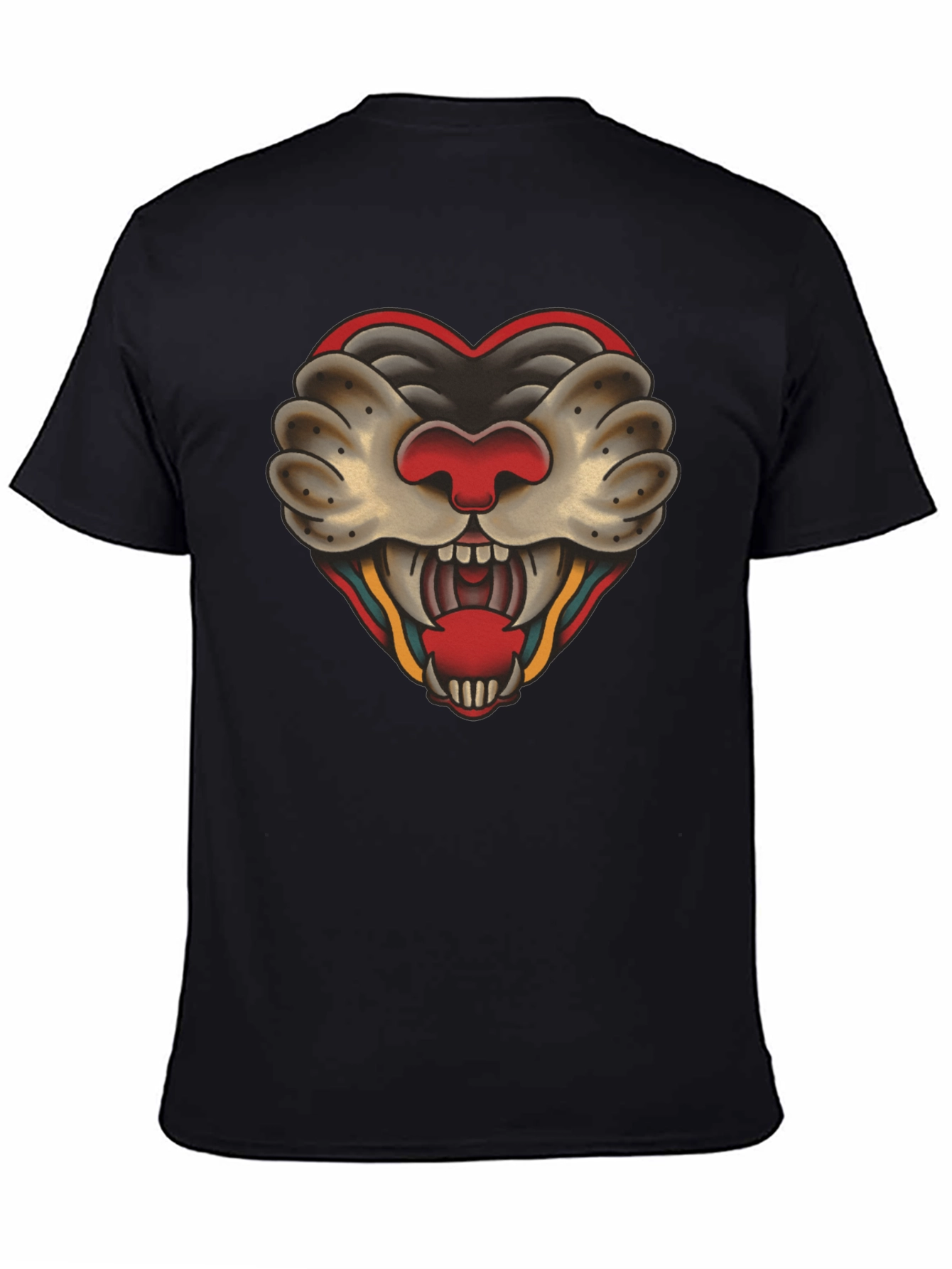 Heart Tattoo Graphic Tee - Bold Black Cotton