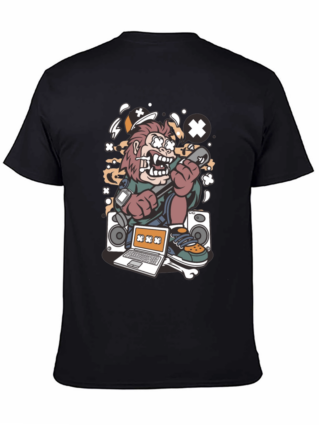DJ Monkey Black Graphic Tee