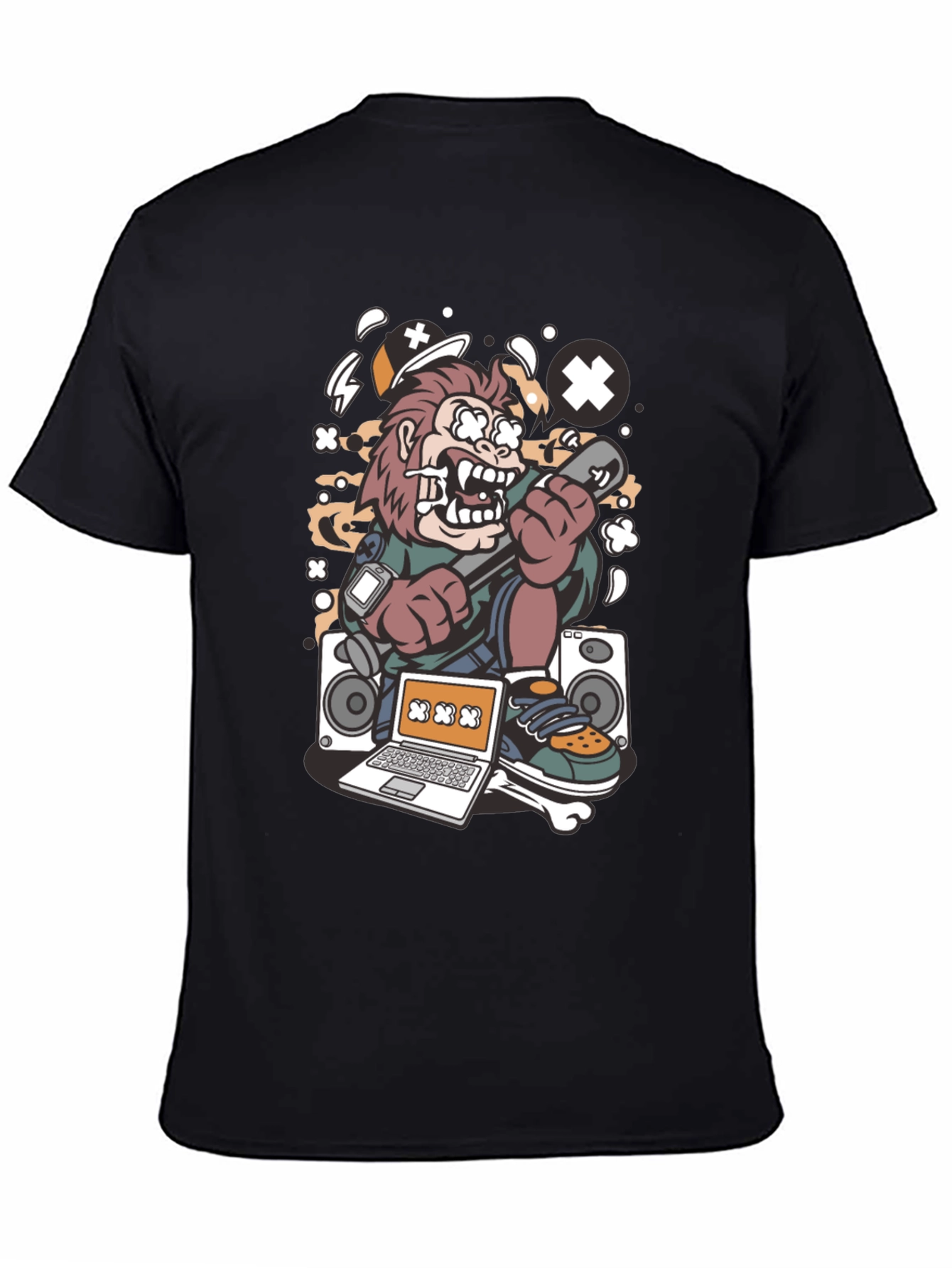 DJ Monkey Black Graphic Tee