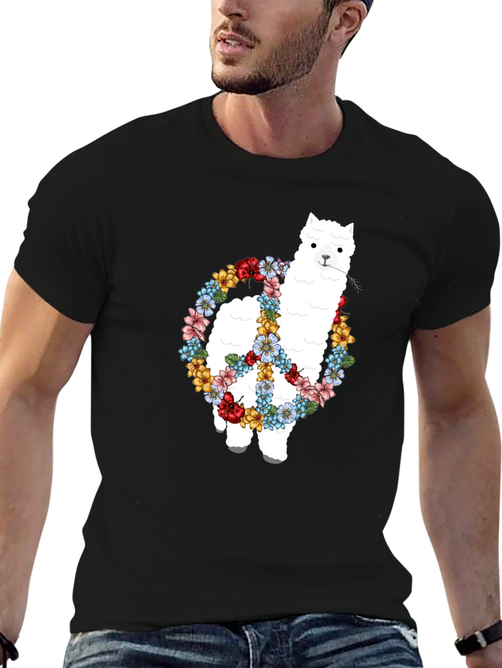 Alpaca Peace Sign Graphic Tee