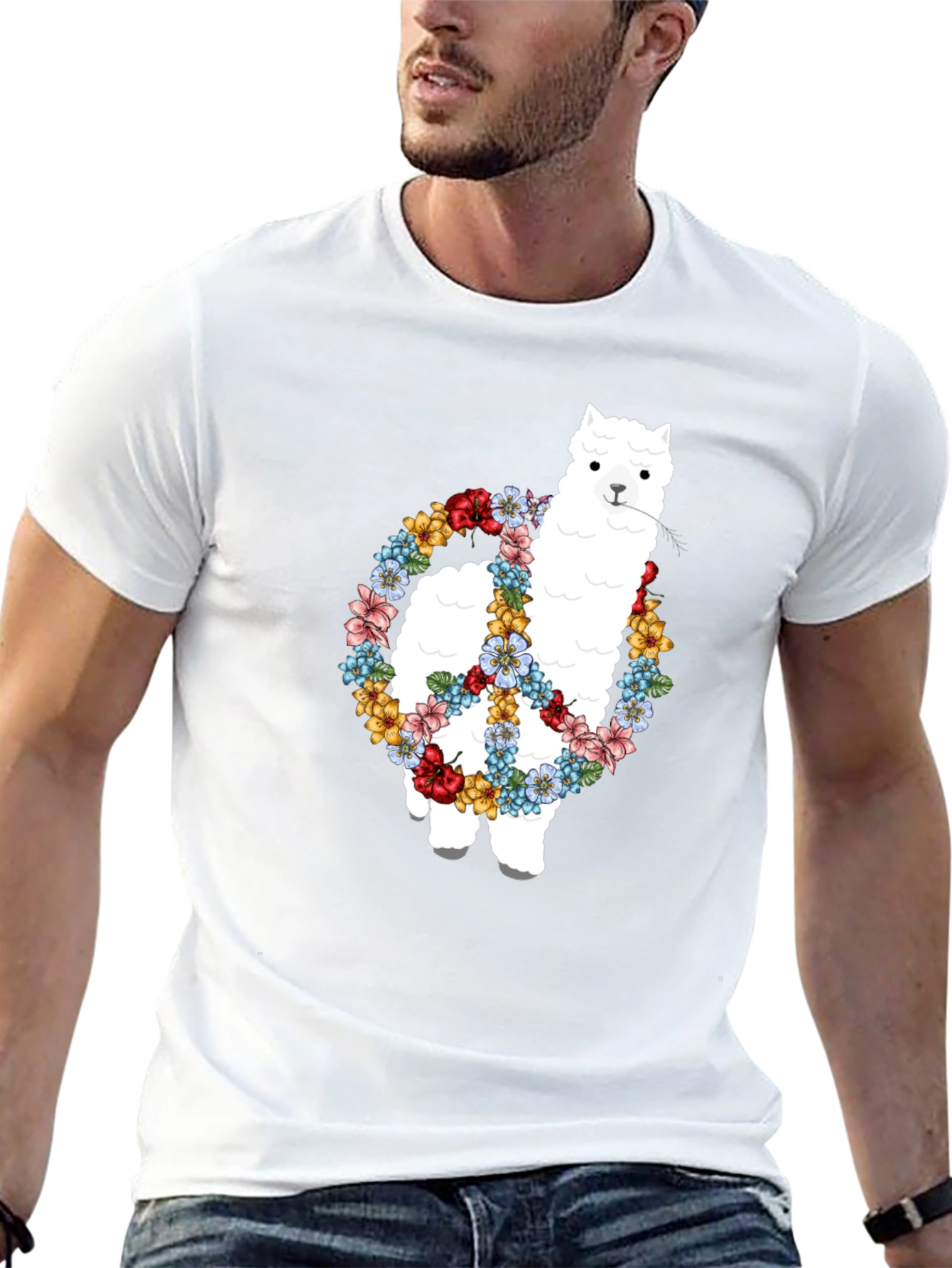 Alpaca Peace Sign Graphic Tee