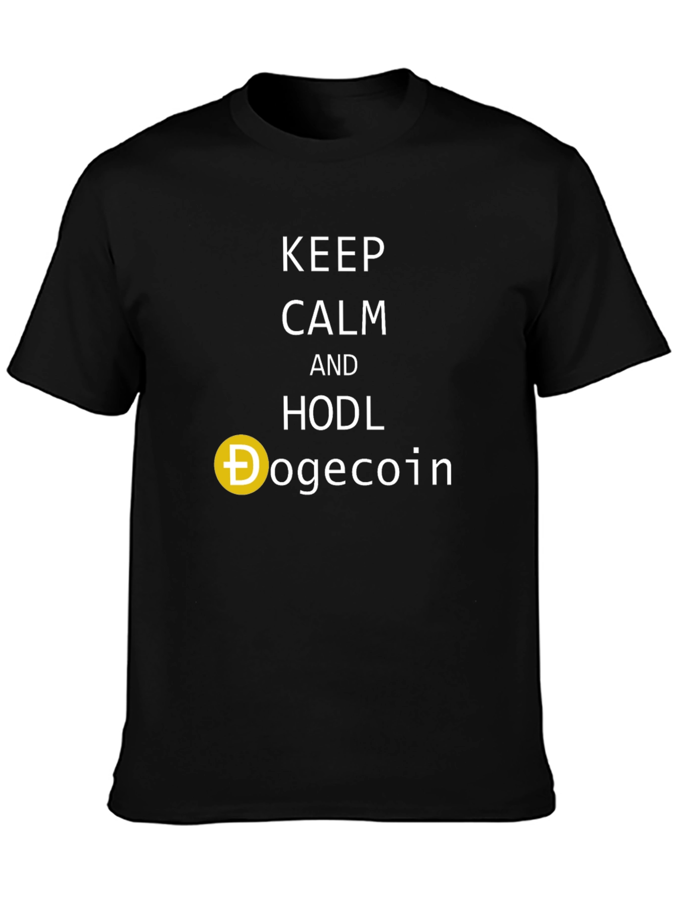 Keep Calm and HODL Dogecoin Black T-Shirt