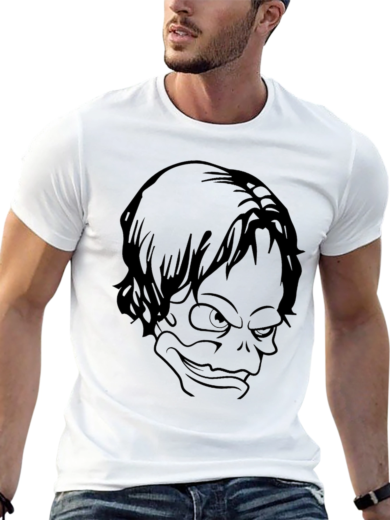 Mens Black T-Shirt with Graphic Print