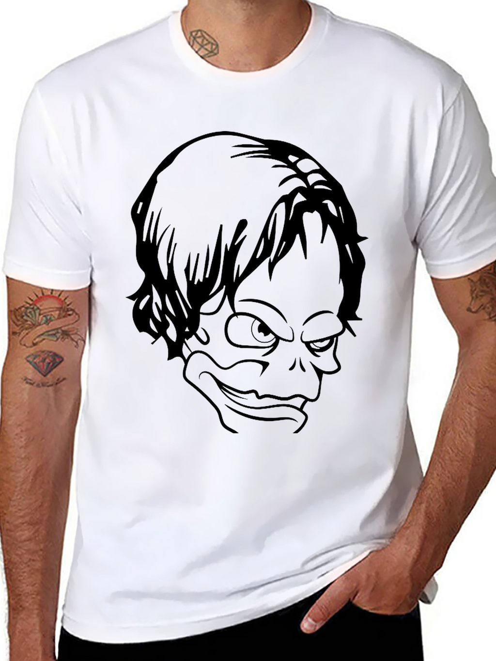 Mens Black T-Shirt with Graphic Print