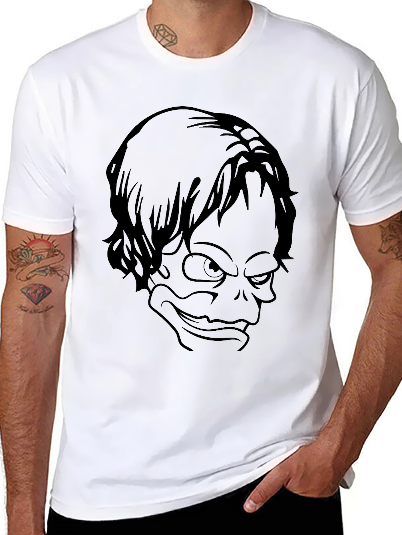 Mens Black T-Shirt with Graphic Print