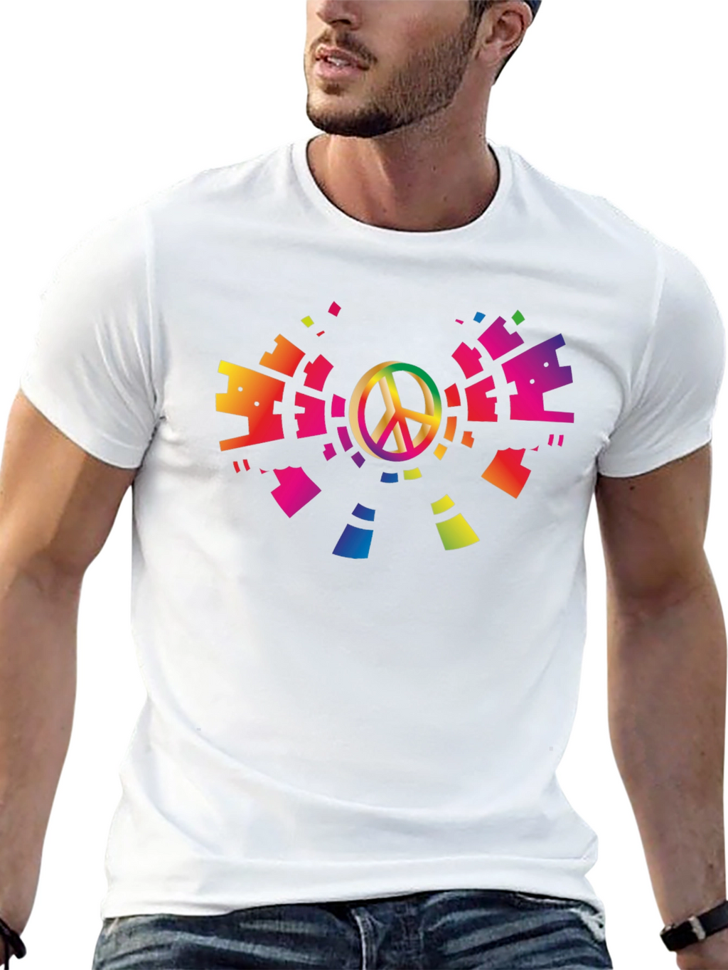 Peace Sign Rainbow Graphic T-Shirt