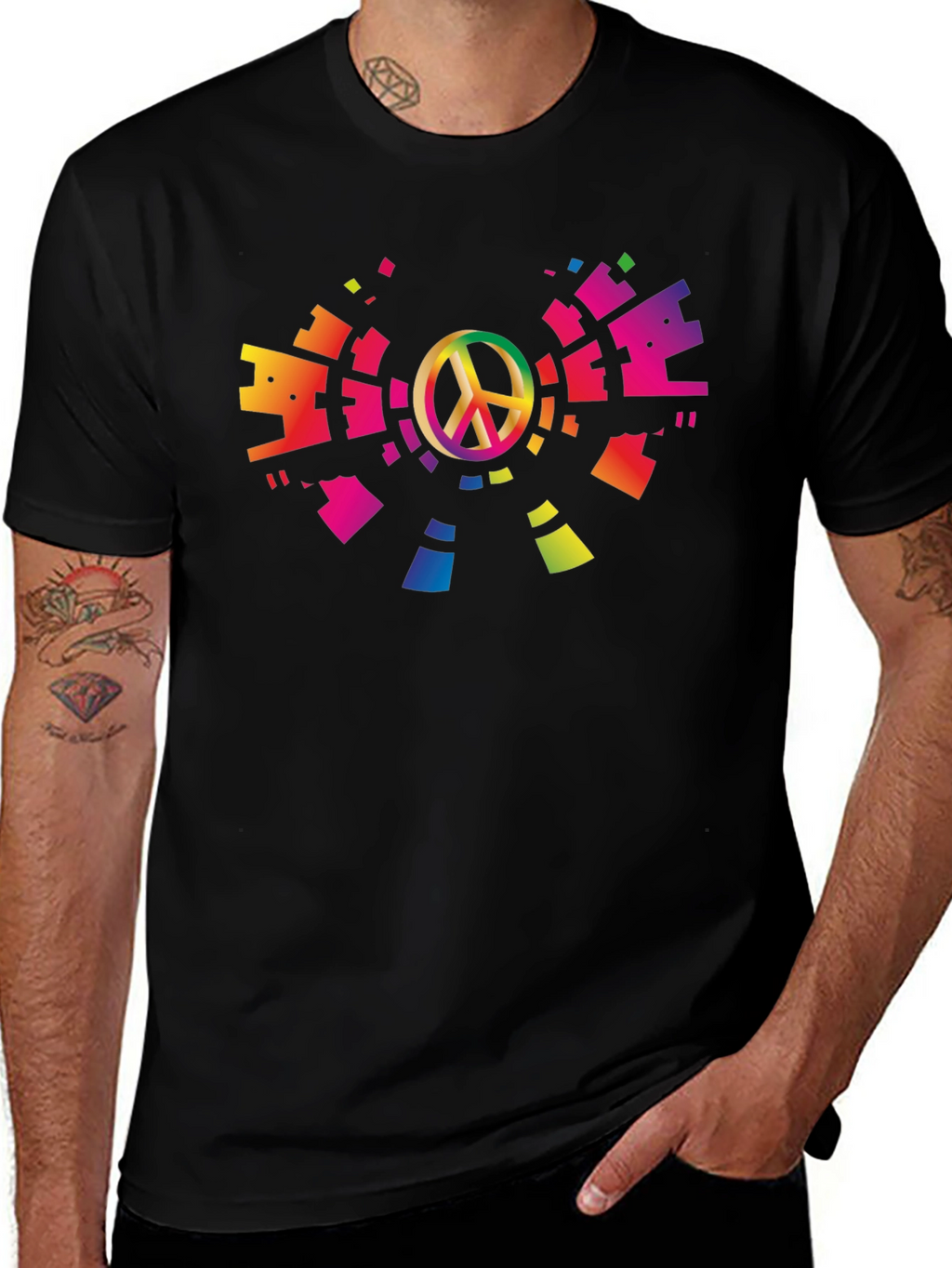 Peace Sign Rainbow Graphic T-Shirt