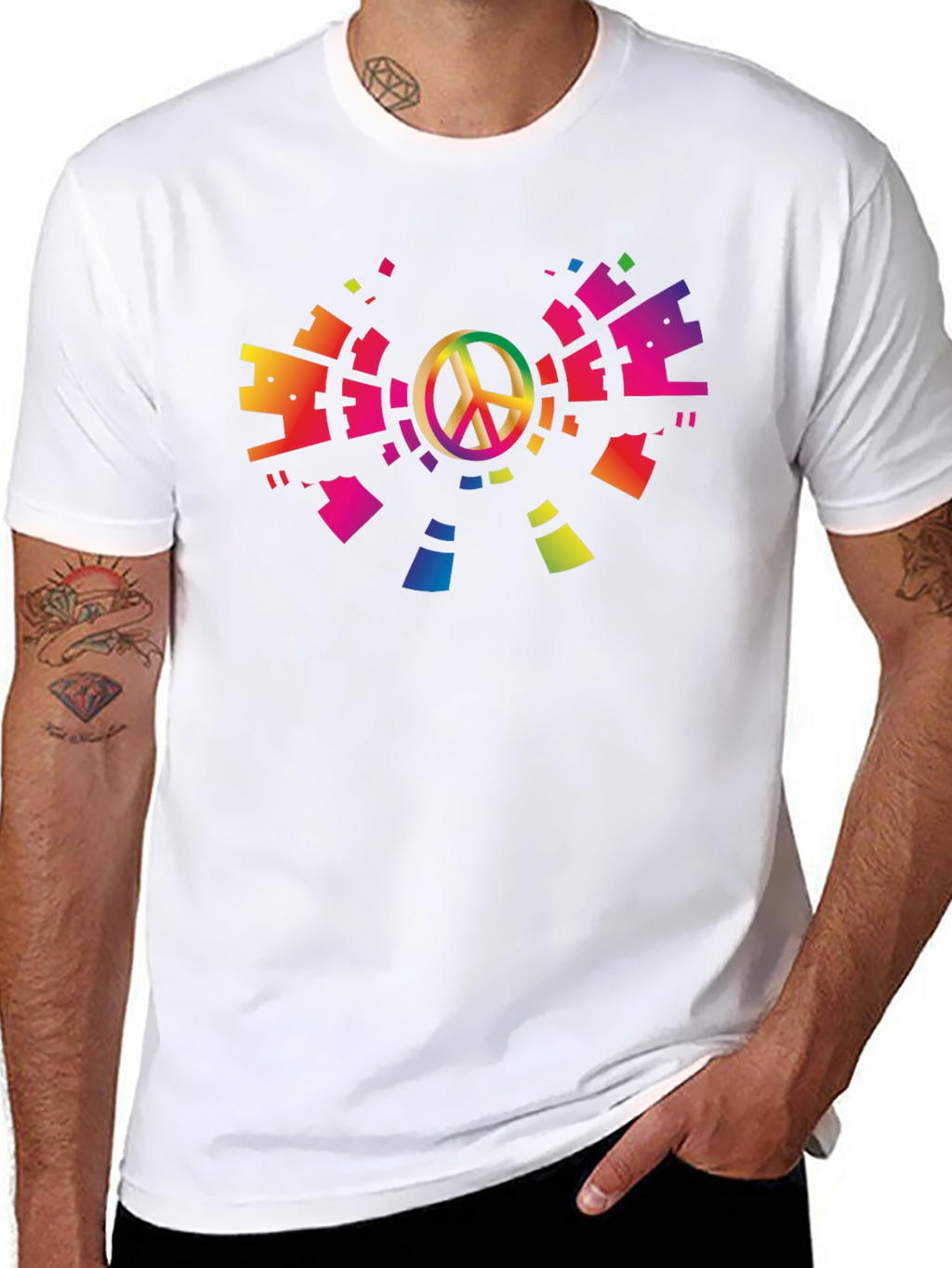 Peace Sign Rainbow Graphic T-Shirt