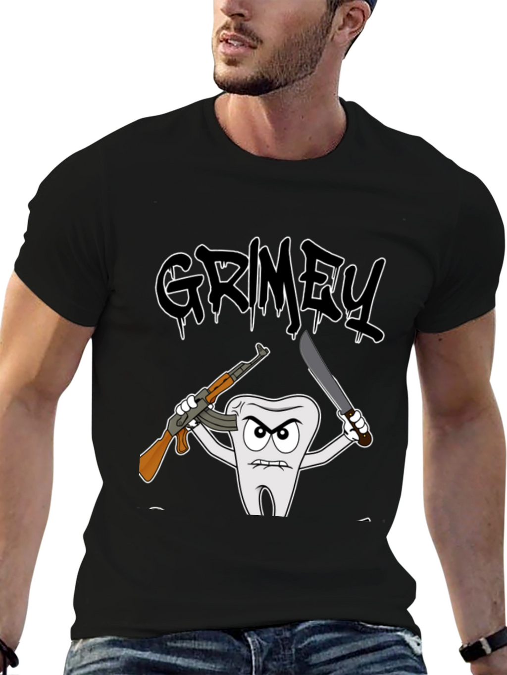 Grimey Tooth Graphic T-Shirt - Black Cotton Tee
