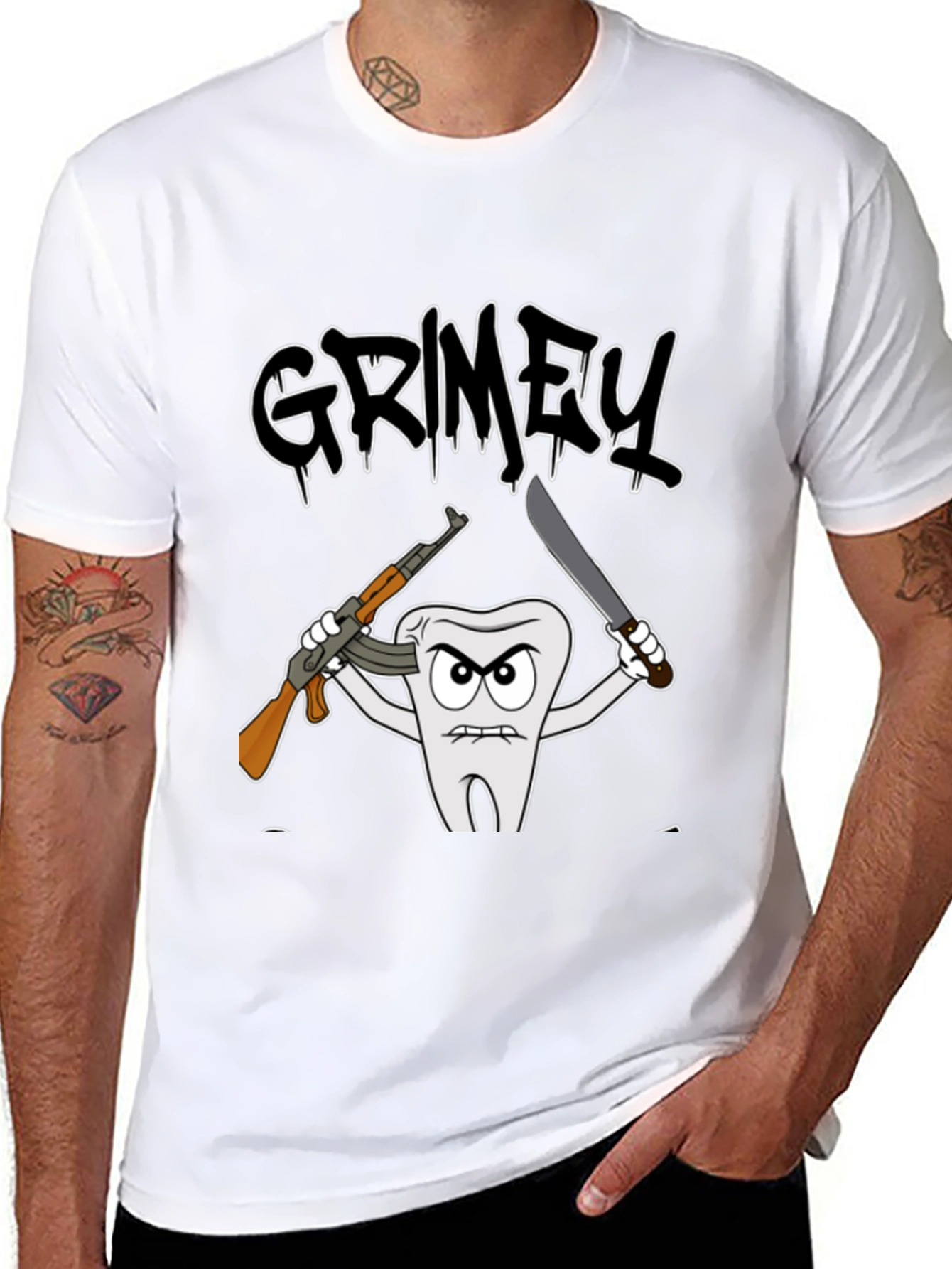 Grimey Tooth Graphic T-Shirt - Black Cotton Tee
