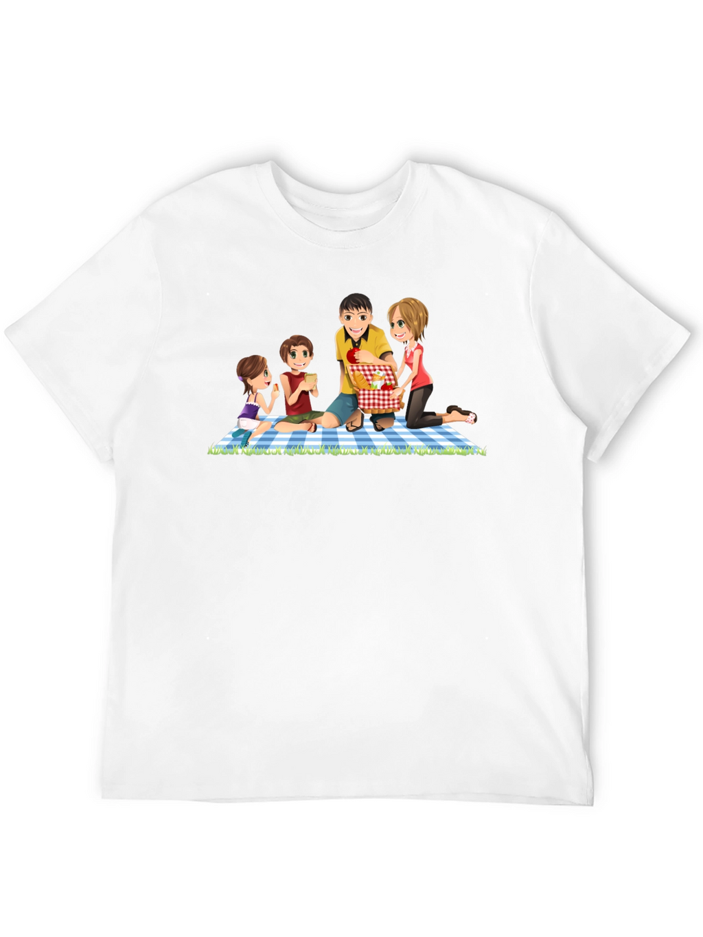 Family Picnic T-Shirt - Black Crew Neck