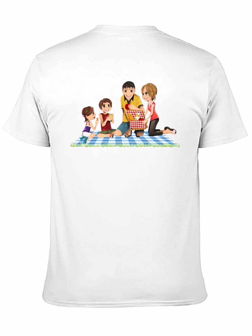 Family Picnic T-Shirt - Black Crew Neck