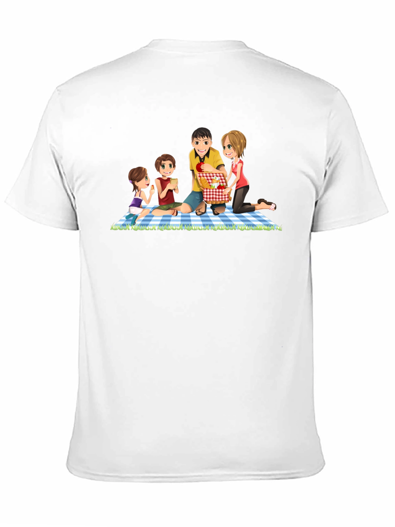 Family Picnic T-Shirt - Black Crew Neck