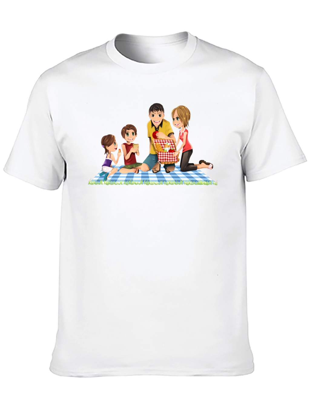 Family Picnic T-Shirt - Black Crew Neck
